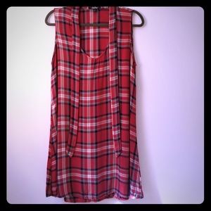 BeBox Plaid Dress Sleeves with necktie